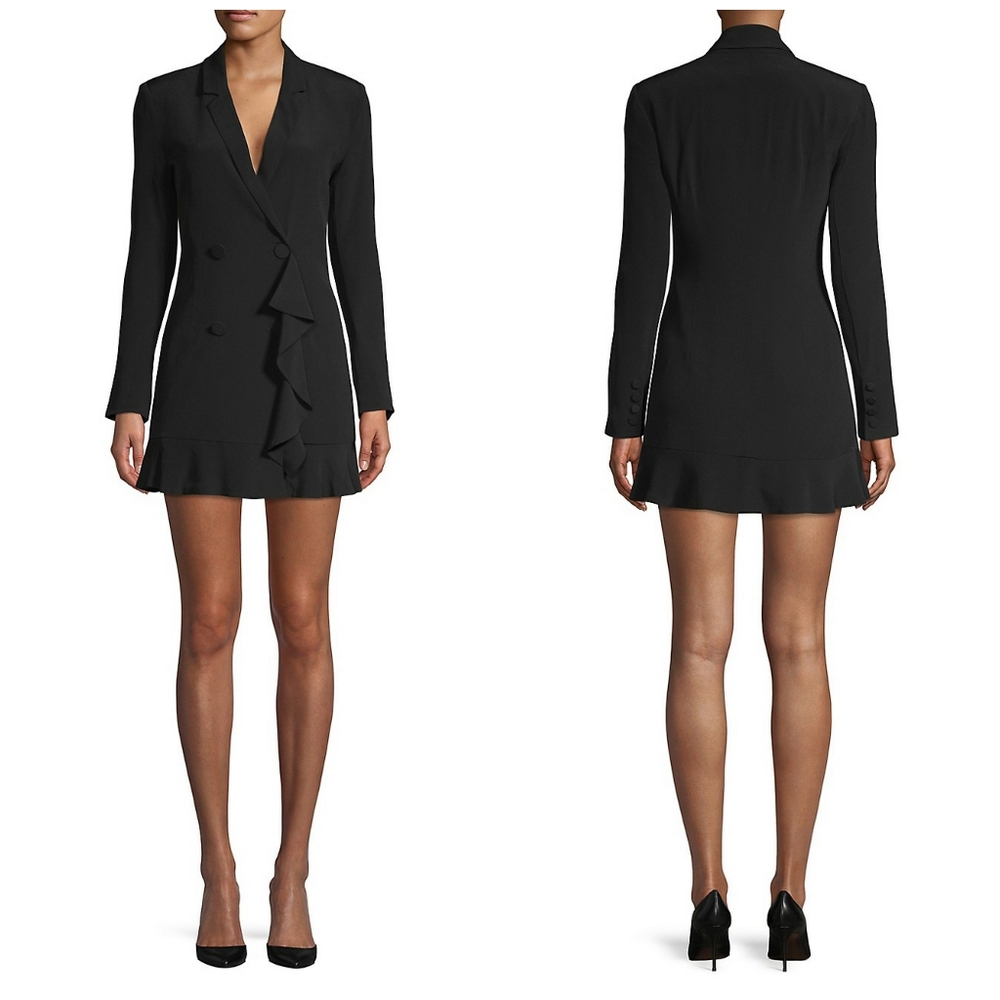 NWT BARDOT Kaya Ruffle Tuxedo Blazer Dress